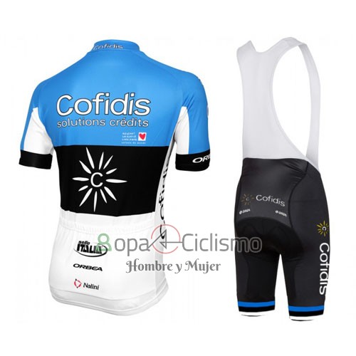 Cofidis Ropa Ciclismo Culotte Corto 2016 Mangas Cortas Azur y Negro